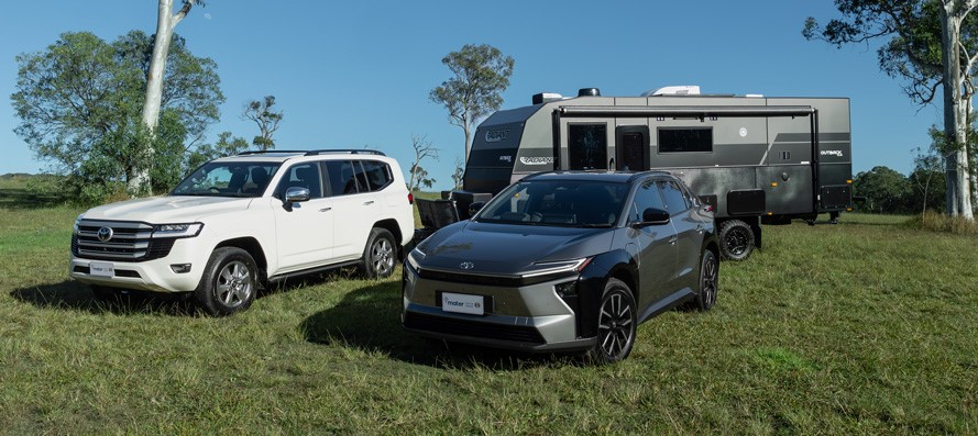 Toyota LandCruiser Sahara, All-Electric Toyota bZ4X 2WD, Radiant Outback Caravan