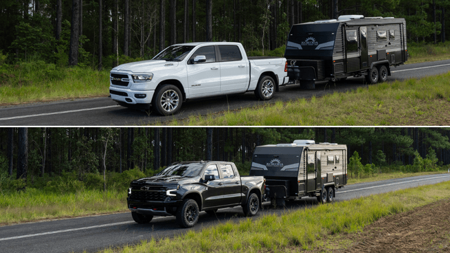 RAM and Silverado Towing Kokoda Caravan