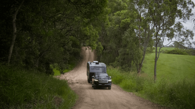 Toyota LandCruiser Sahara ZX towing Lotus Caravan